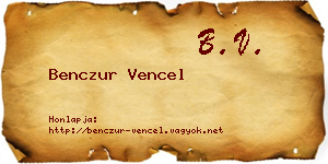 Benczur Vencel névjegykártya